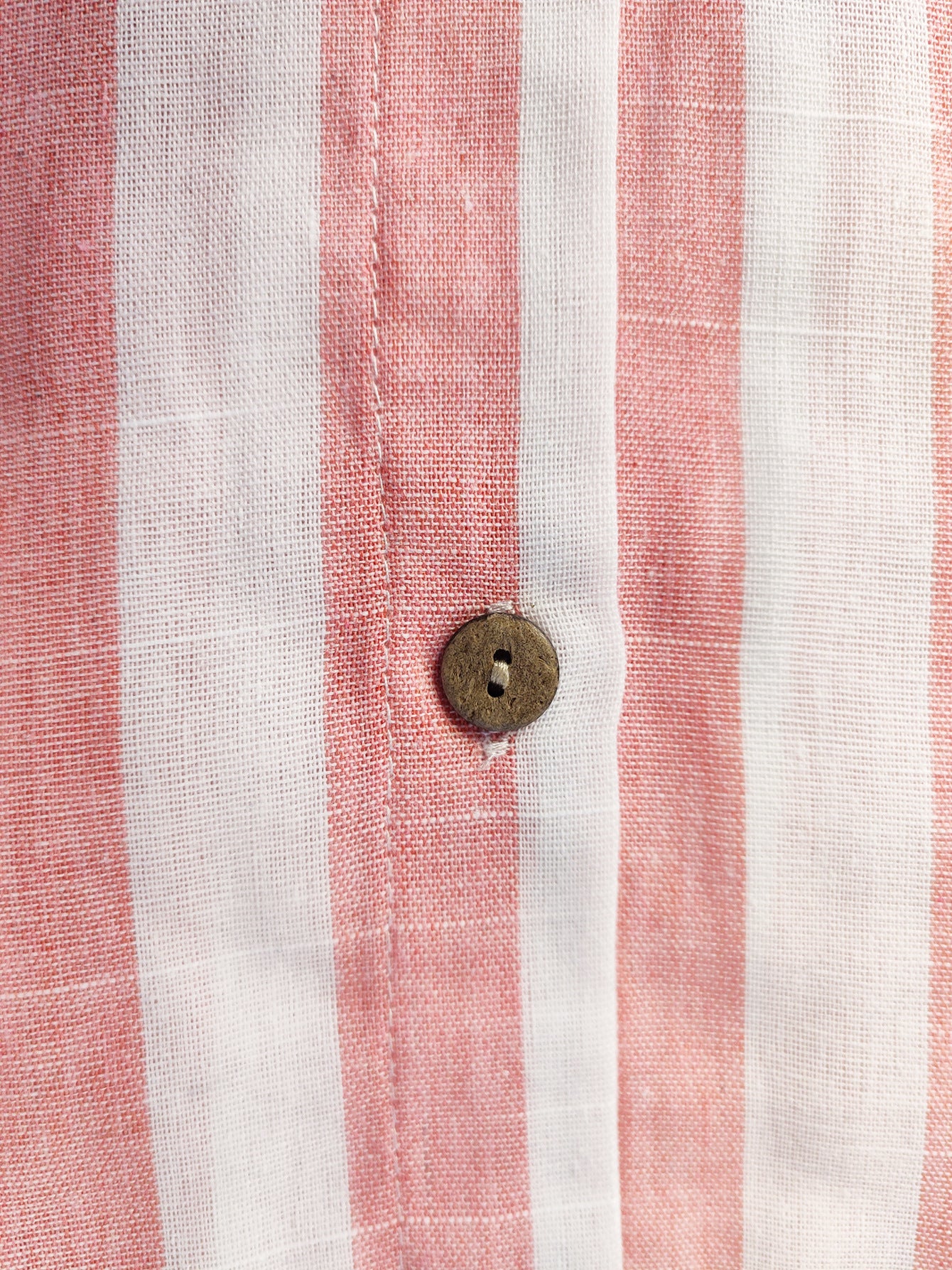 Women’s Pink and White Striped Linen Blend Long Tunic Shirt Roll‑Up Dress