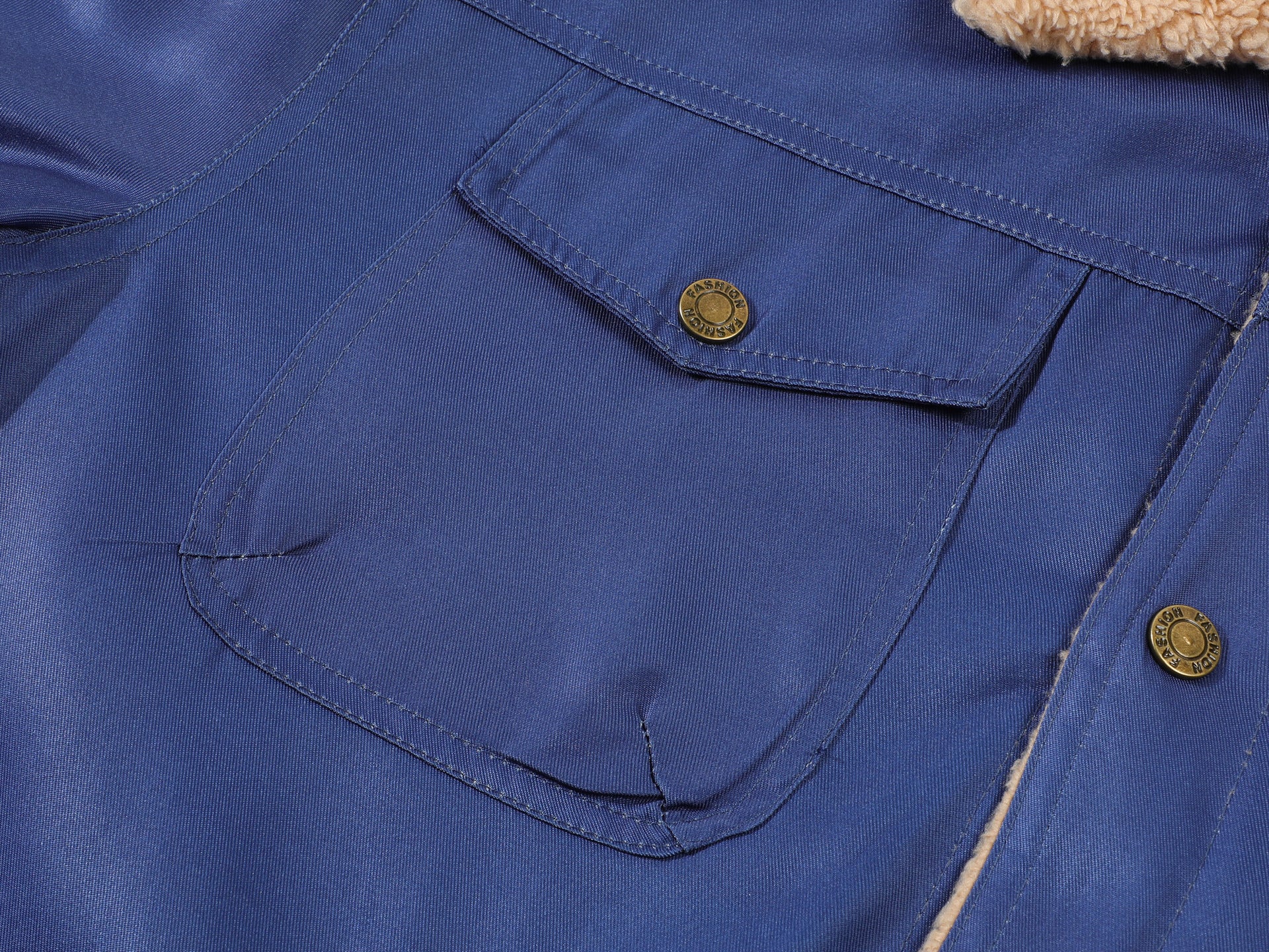 Men’s Blue Fleece Lined Trucker Jacket Sherpa Collar Button-Down Winter Coat