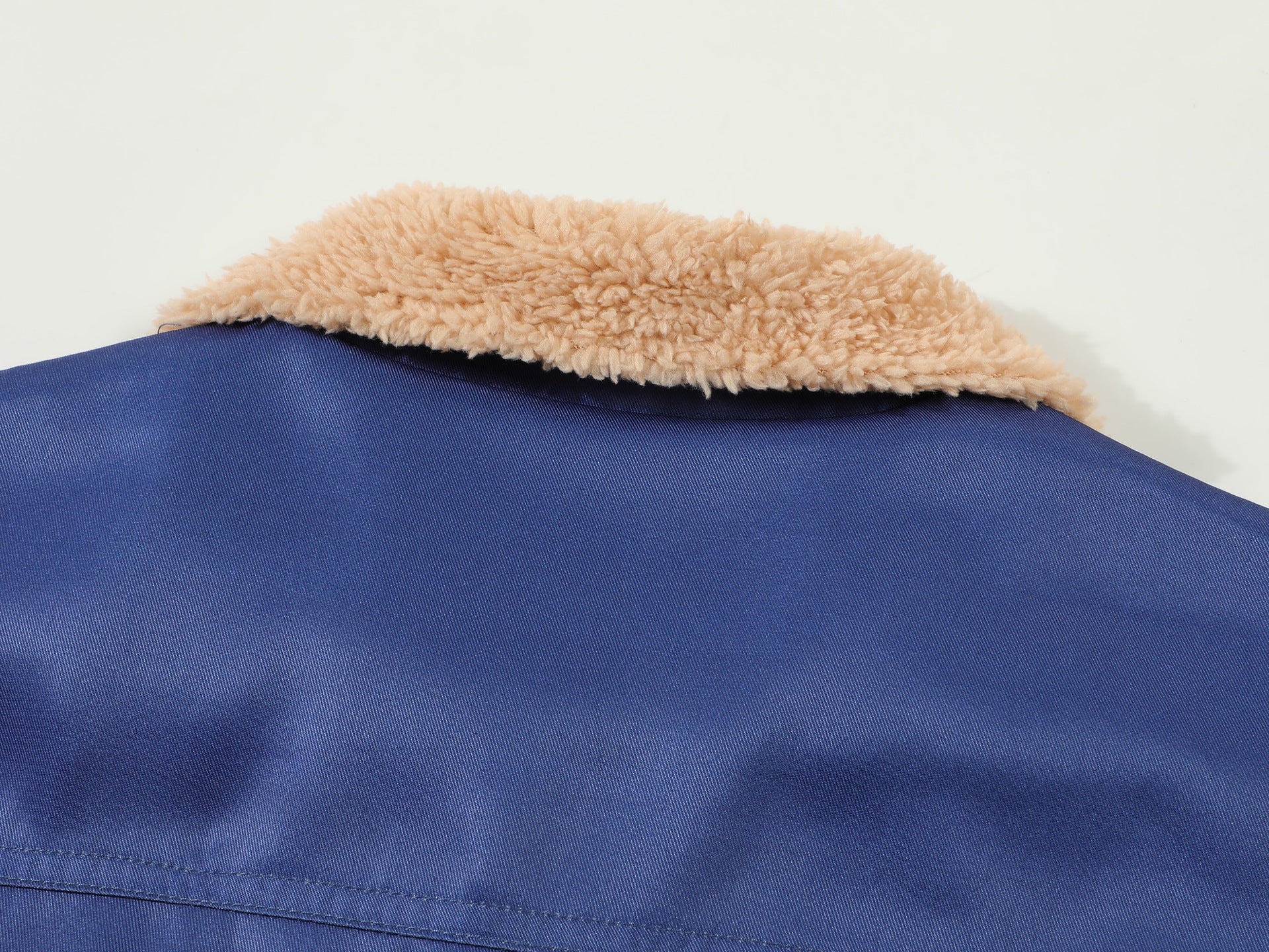 Men’s Blue Fleece Lined Trucker Jacket Sherpa Collar Button-Down Winter Coat