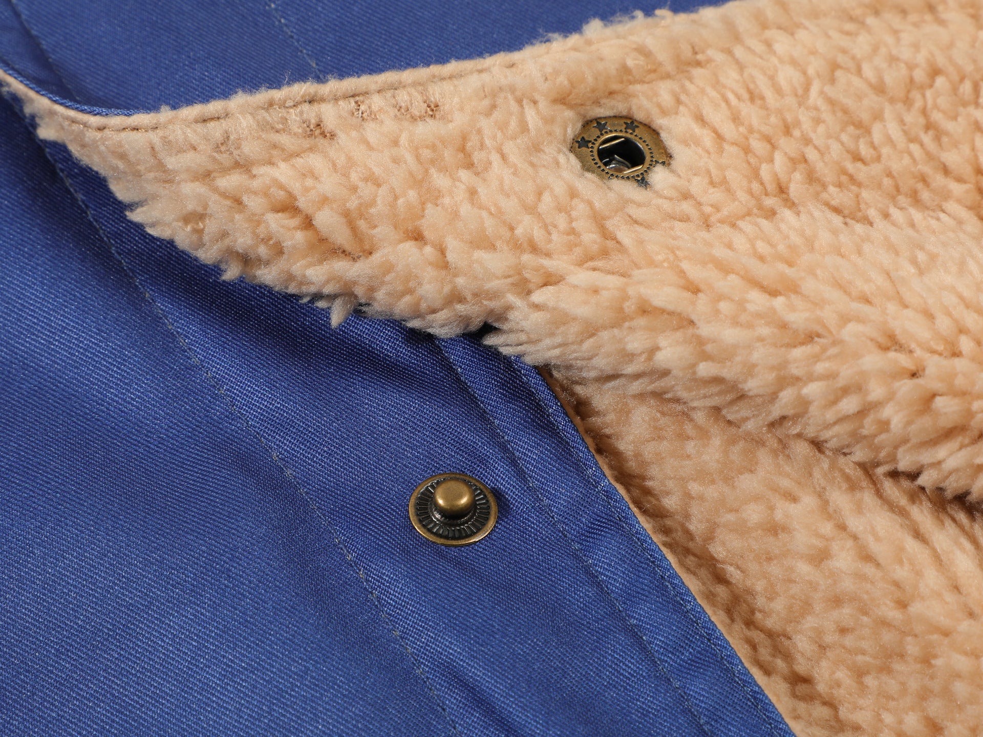 Men’s Blue Fleece Lined Trucker Jacket Sherpa Collar Button-Down Winter Coat