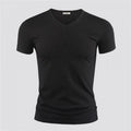 Men's Pure Color O-Collar Short Sleeved T-Shirt Black