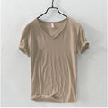 Men's Lightweight Breathable Slim-fit V-Neck Casual T-shirt Bronze