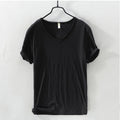 Men's Lightweight Breathable Slim-fit V-Neck Casual T-shirt Black