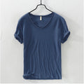 Men's Lightweight Breathable Slim-fit V-Neck Casual T-shirt Blue