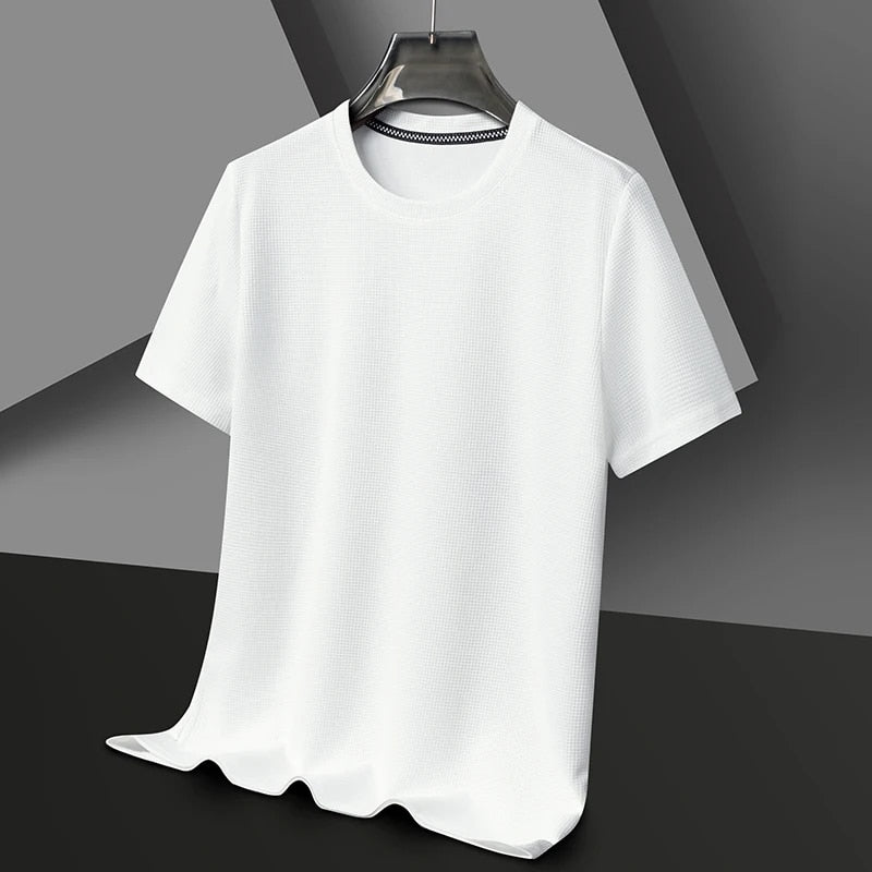 Men's Summer Round Neck Short Sleeved Short Sleeved T-shirt White