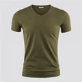 Men's Pure Color O-Collar Short Sleeved T-Shirt Army green