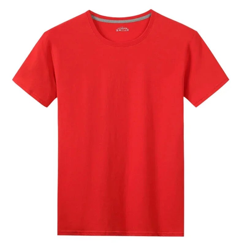 Men's Short Sleeve Solid color O-Neck T-shirts Red