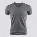 Men's Pure Color O-Collar Short Sleeved T-Shirt Dark gray