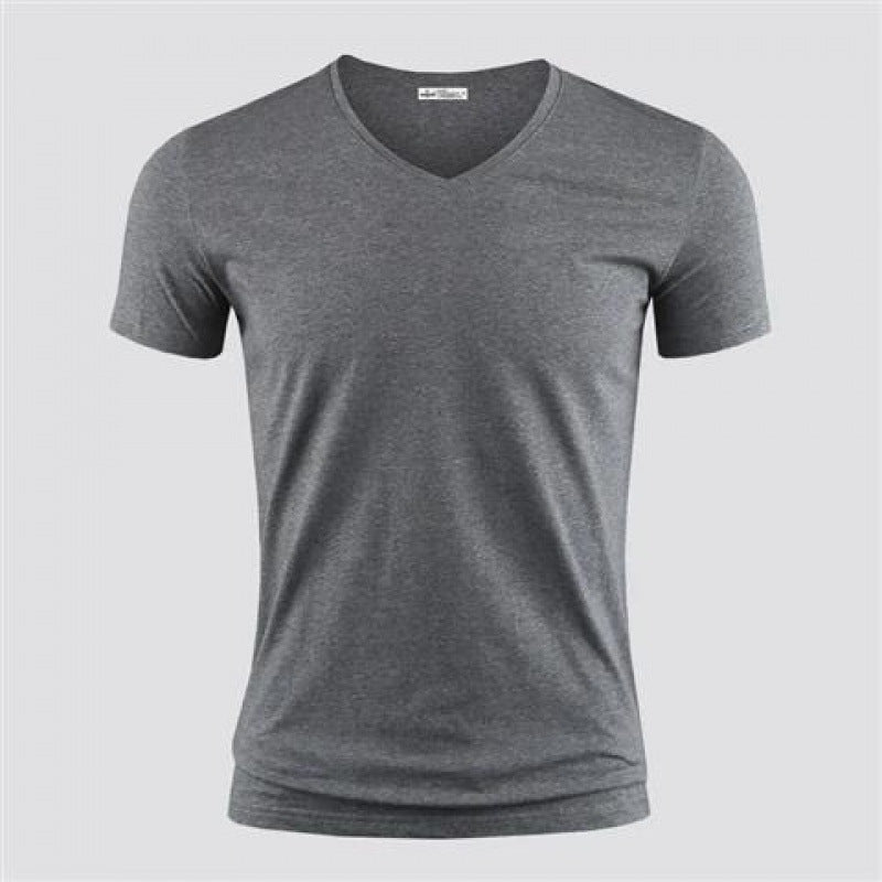 Men's Pure Color O-Collar Short Sleeved T-Shirt Dark gray