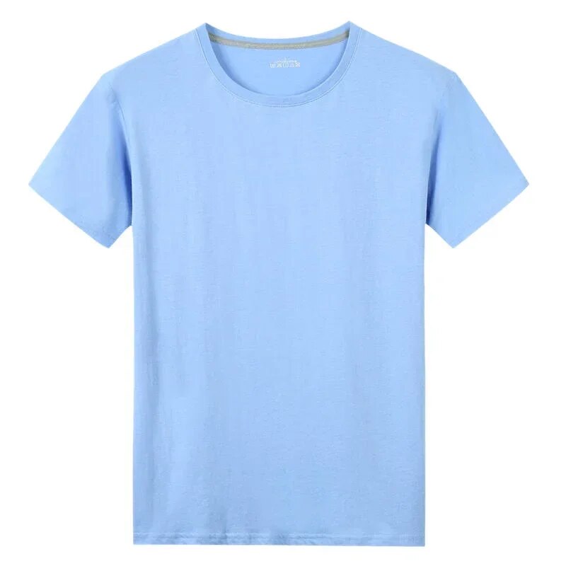 Men's Short Sleeve Solid color O-Neck T-shirts Blue